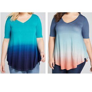 Lane Bryant V-Neck Swing Top Tees, Set of 2, 18/20